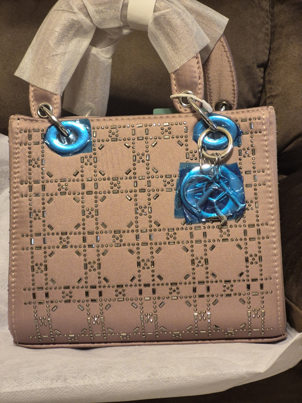 Rhinestone Studded Blush Pink Women's Crossbody Bag - Designer-Inspired